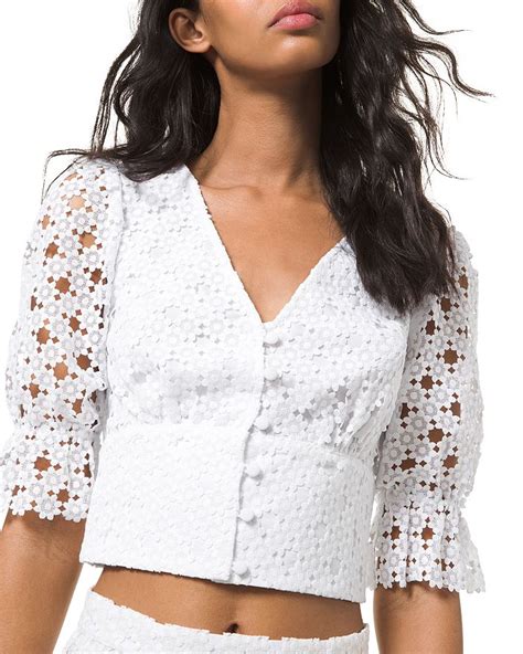 michael michael kors floral medallion lace cropped top